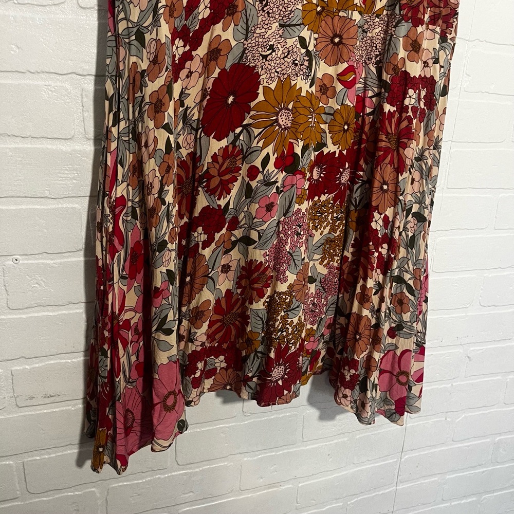 Entro Dress Womens Size Small Multi Color Floral Midi Flowy V Neck Bohemian Chic - Picture 5 of 10